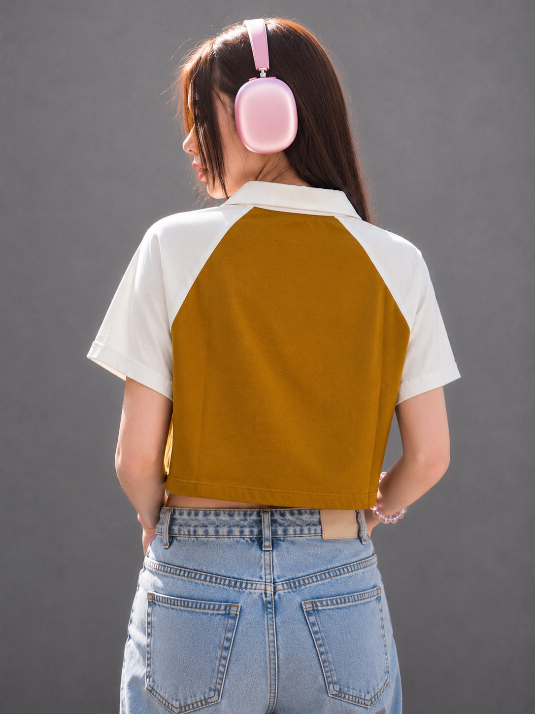 Floral Aesthetic Zip Collar T-shirt