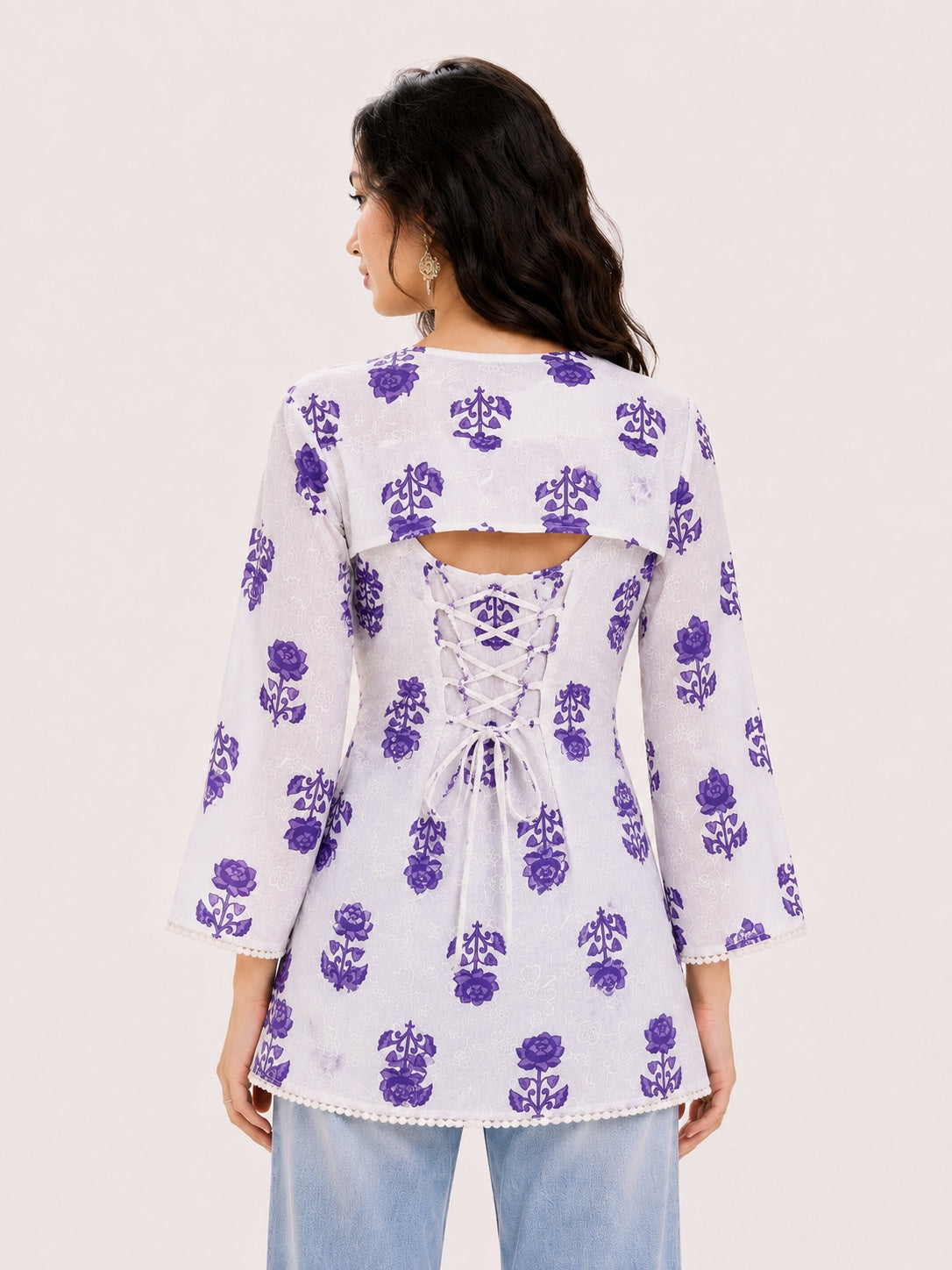 Floral Layered Cotton Tunic Co-Ord Top
