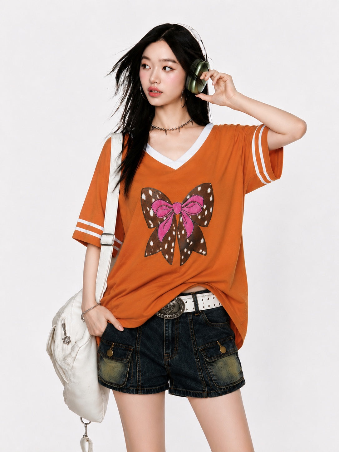 Bow Appliqué Oversized T-Shirt