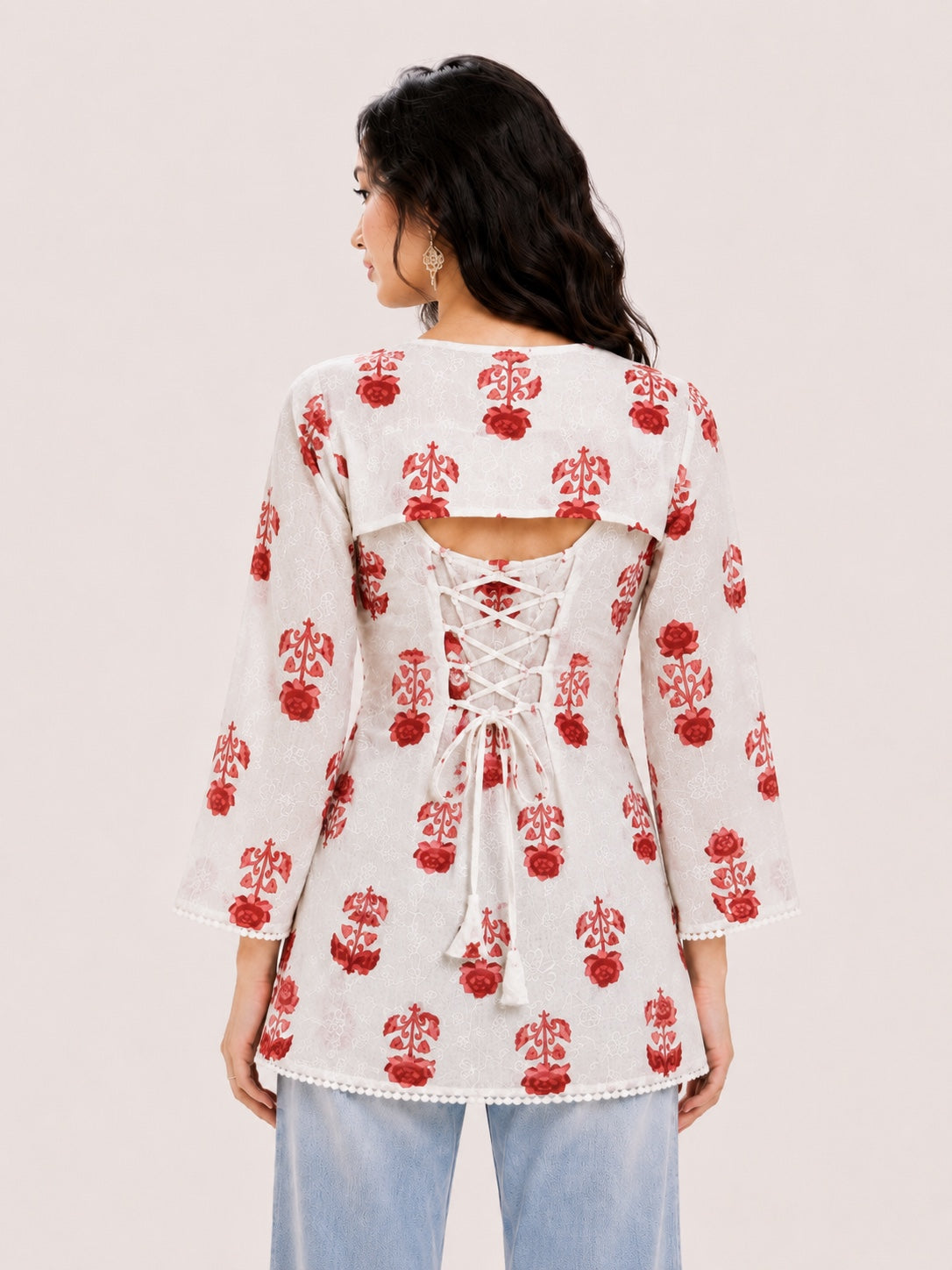 Floral Layered Cotton Tunic Co-Ord Top