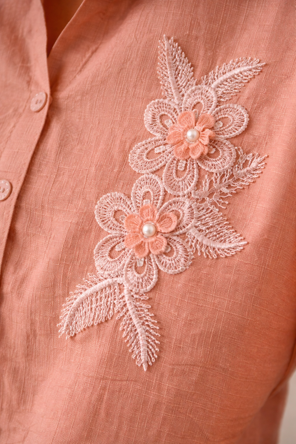 Floral Embroidered Cotton Shirt