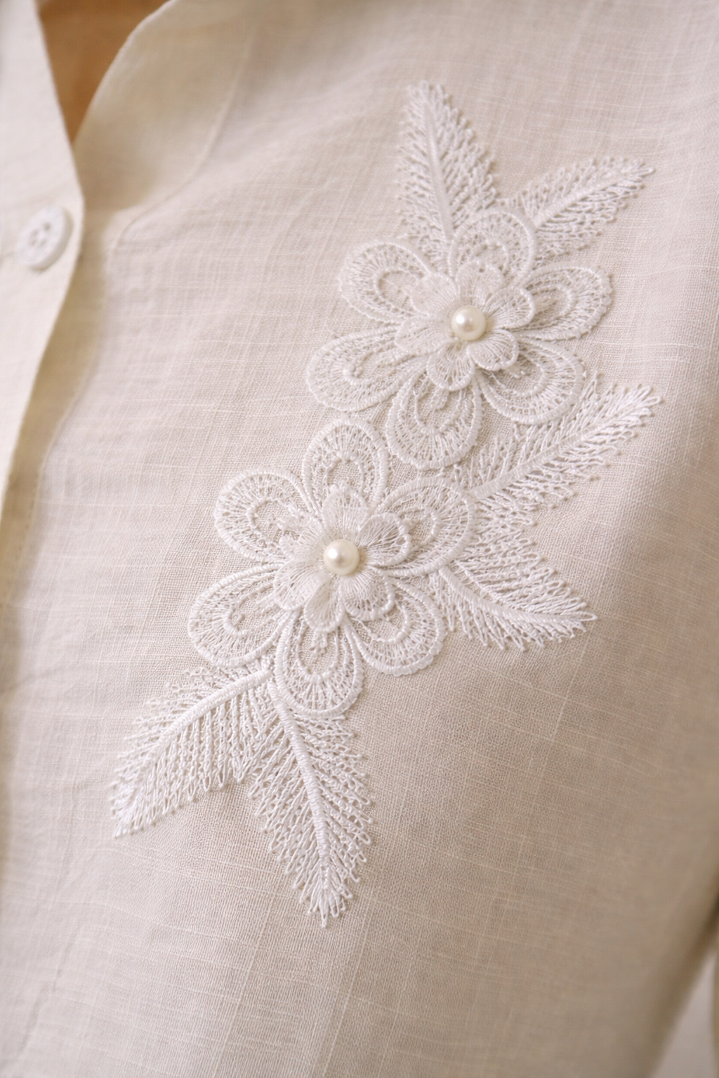 Floral Embroidered Cotton Shirt