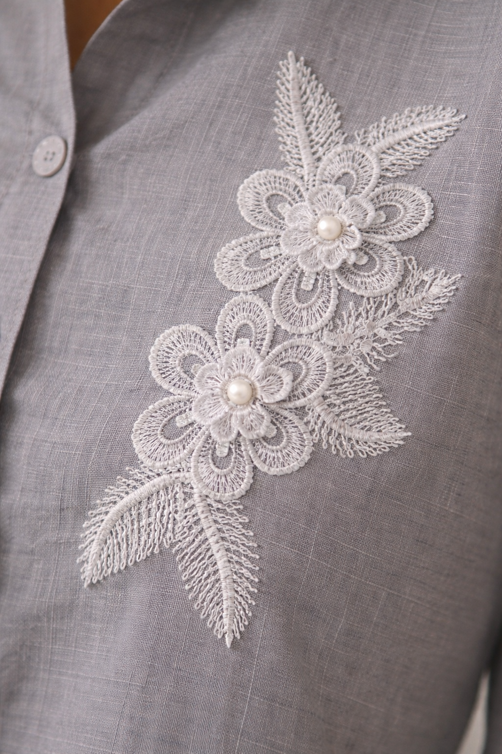 Floral Embroidered Cotton Shirt