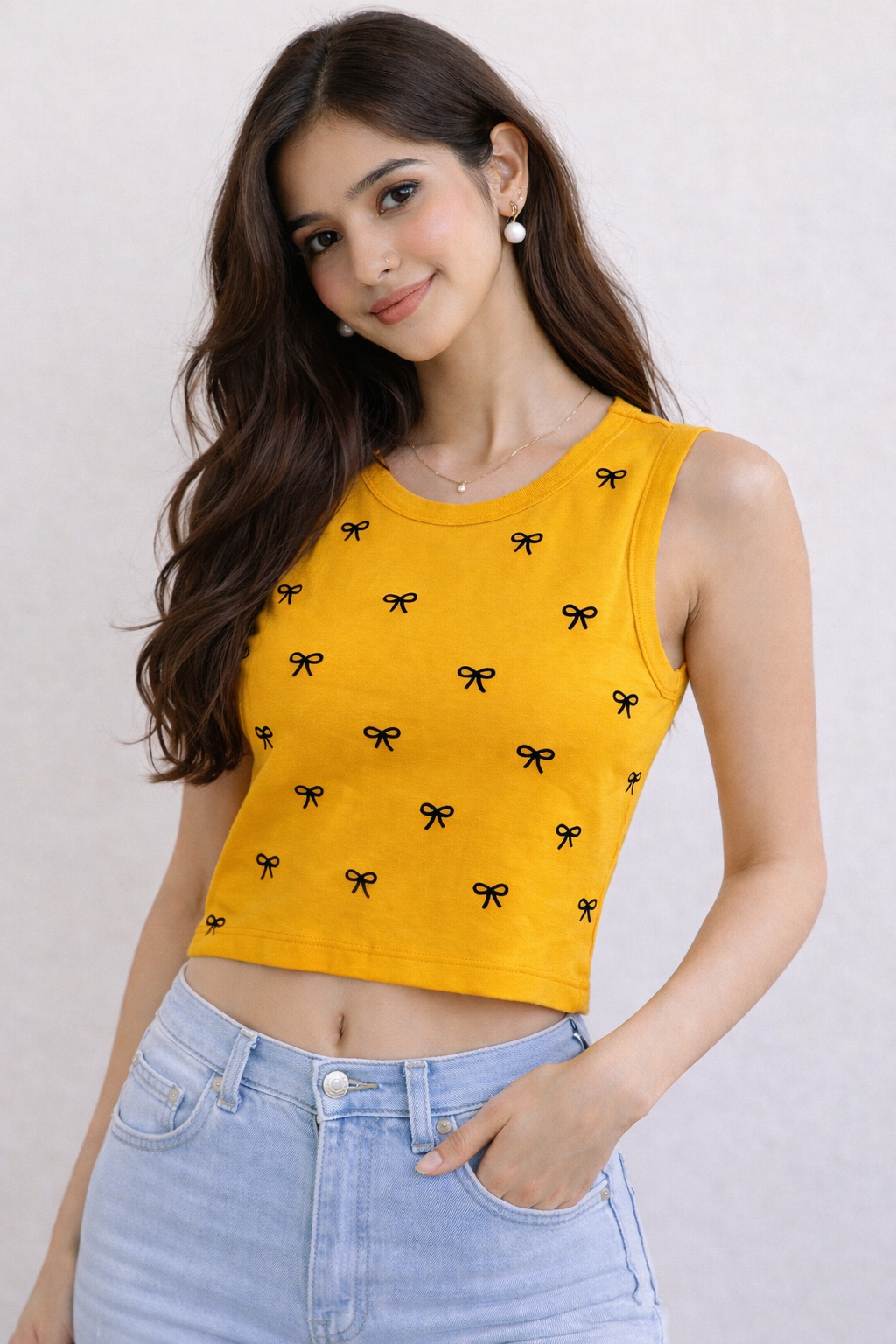 Bow Print Crop Tank
