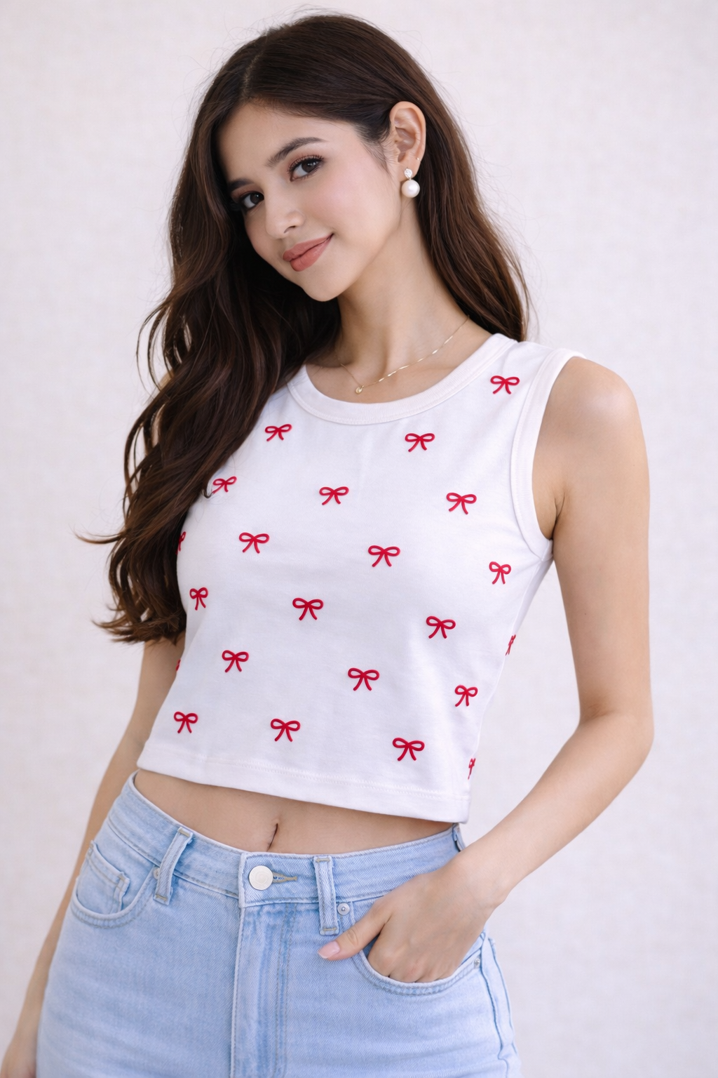Bow Print Crop Tank