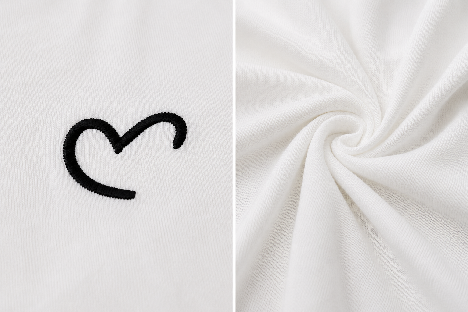 Minimal Heart Embroidered Everyday Casual Tee