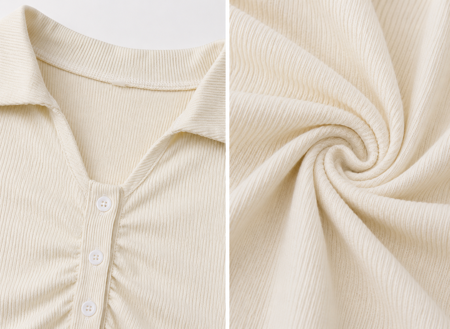 Ivory Ruched Collar Casual Knit Top