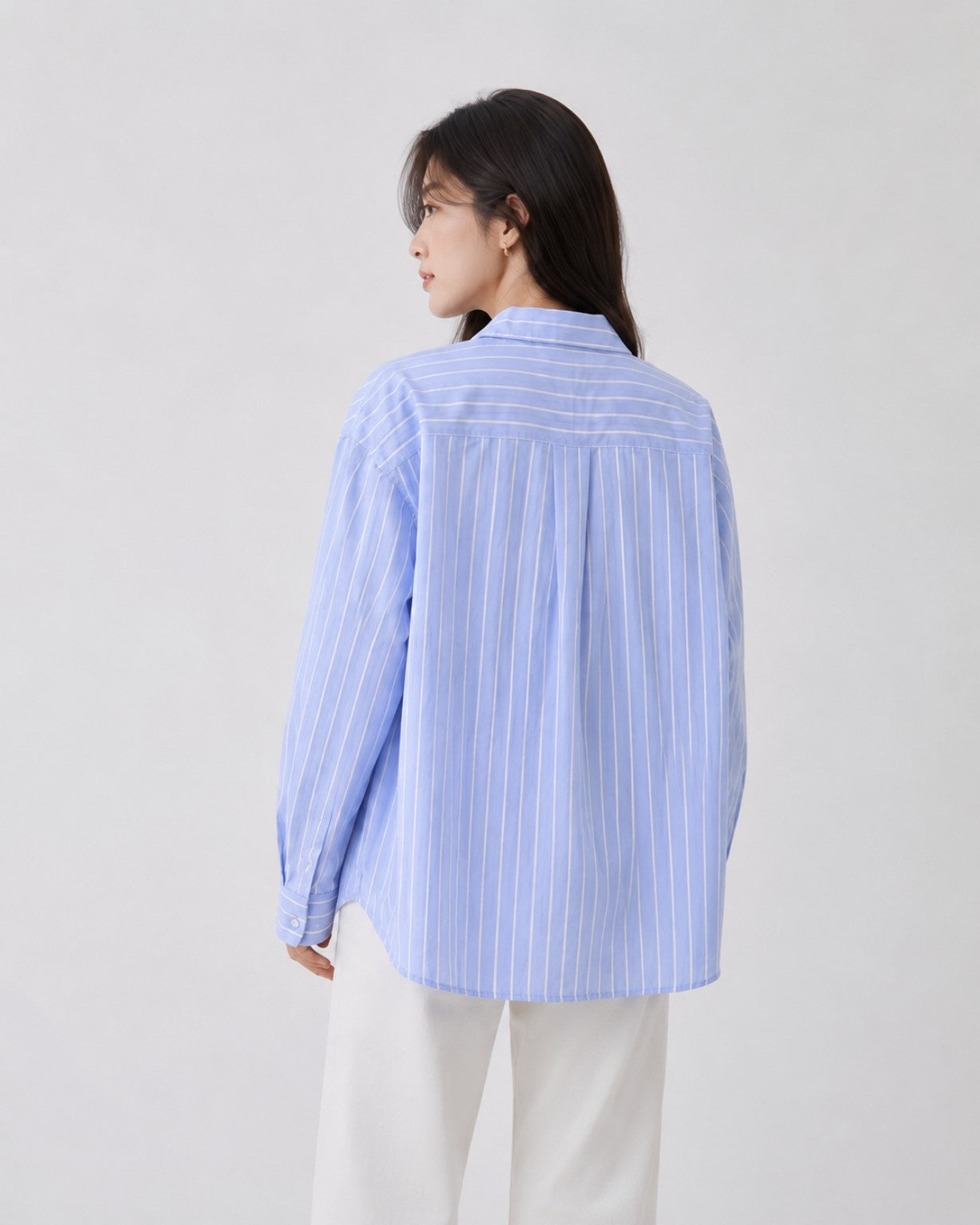 Women’s Classic Blue Stripe Relaxed Fit Cotton Shirt