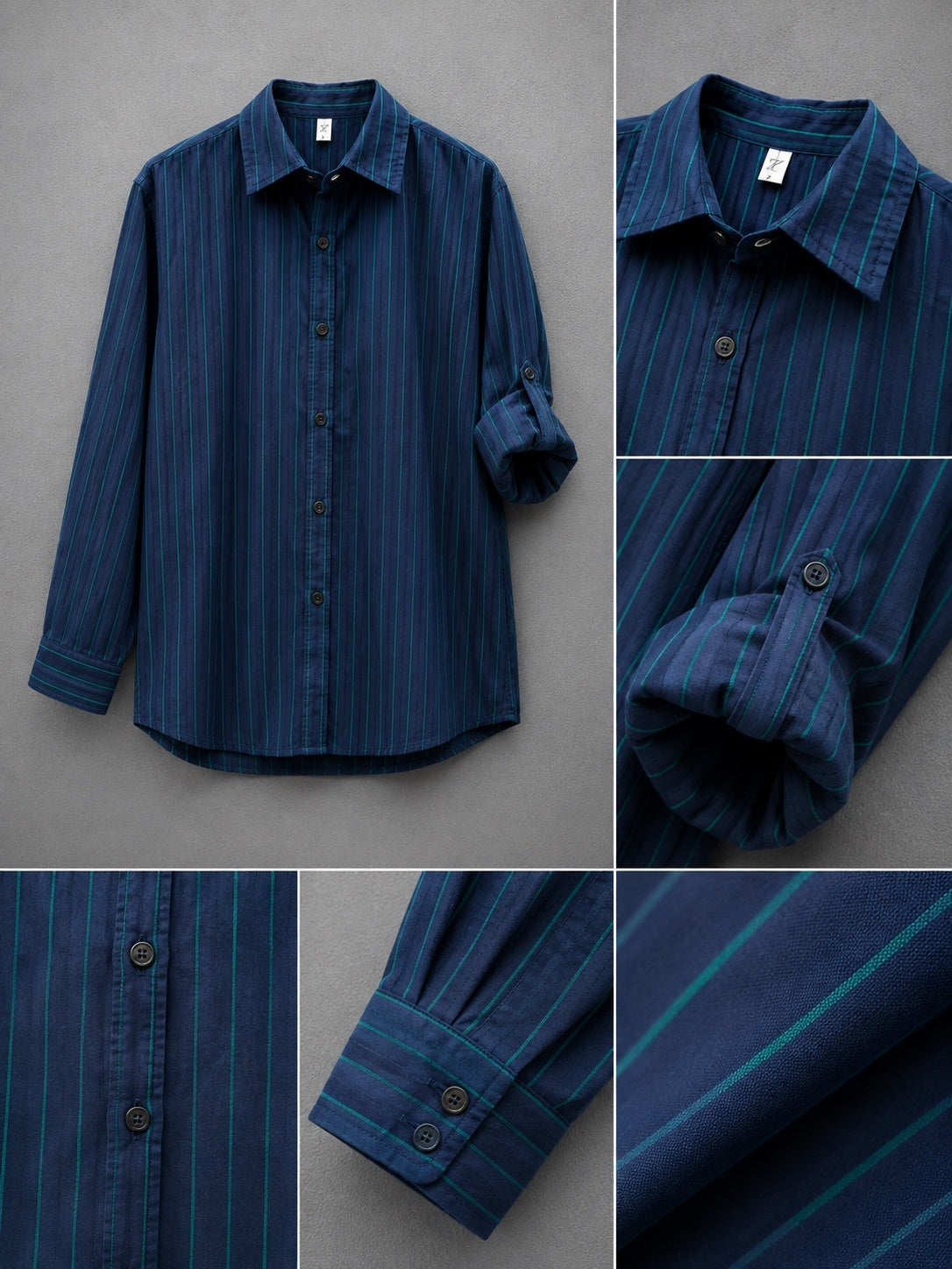 Midnight Blue Pinstripe Relaxed Fit Shirt