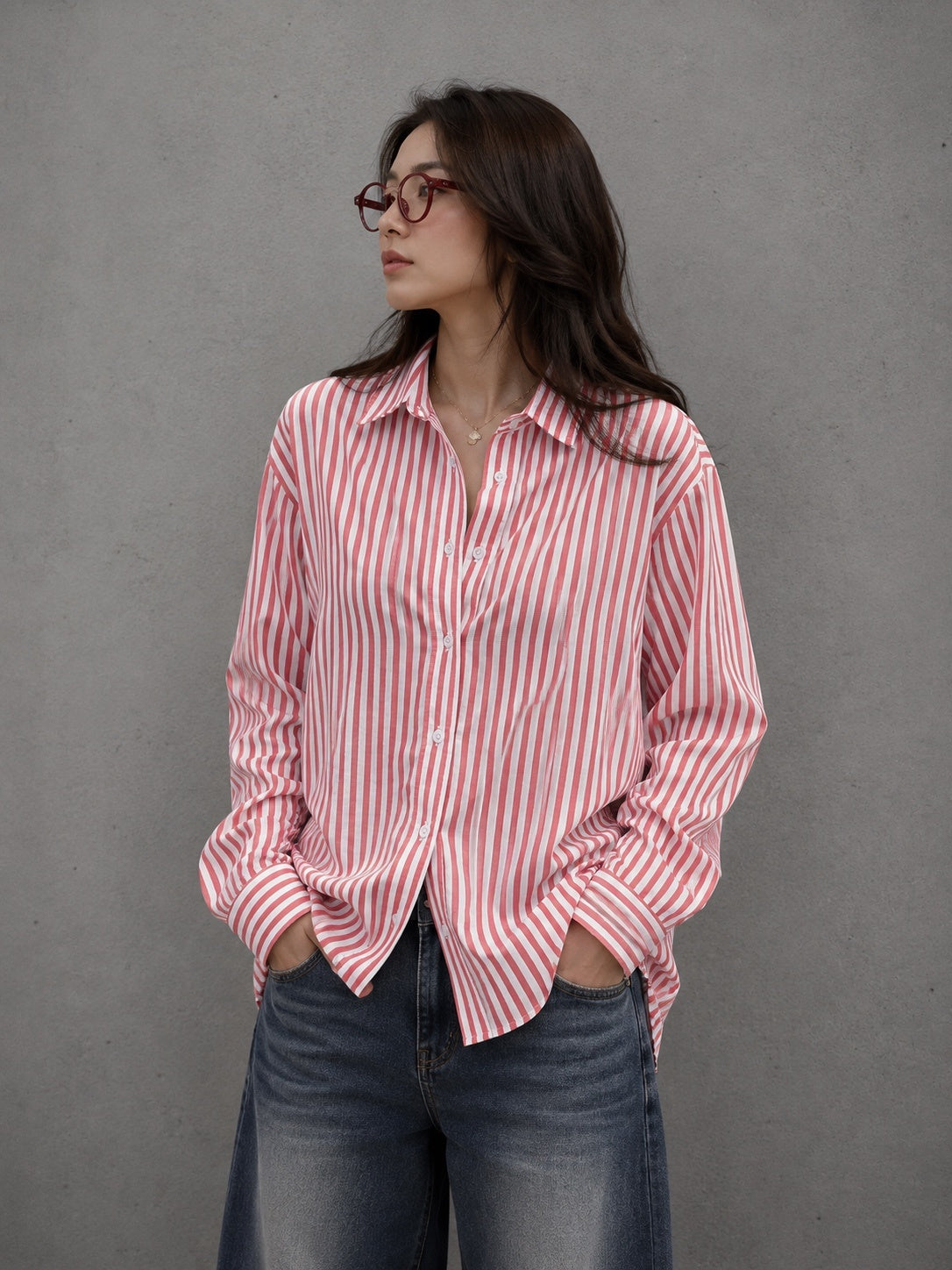 Classic Red Stripe Relaxed Fit Shirt