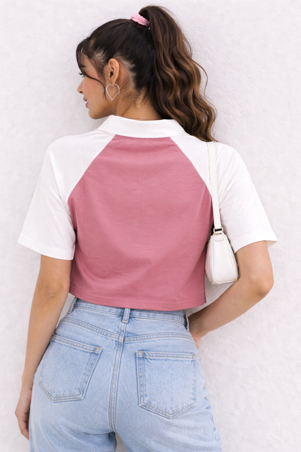 Floral Aesthetic Zip Collar T-shirt