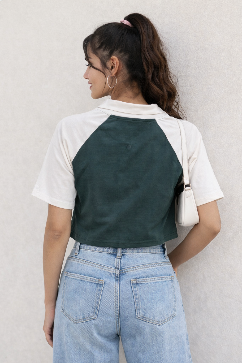 Floral Aesthetic Zip Collar T-shirt