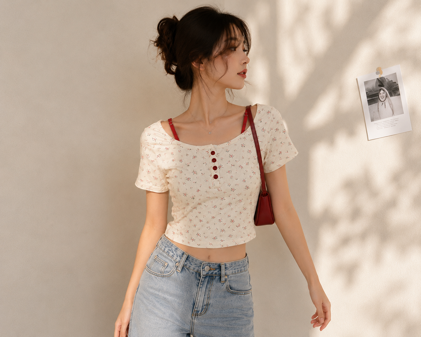Cherry Bloom Floral Aesthetic Crop Top