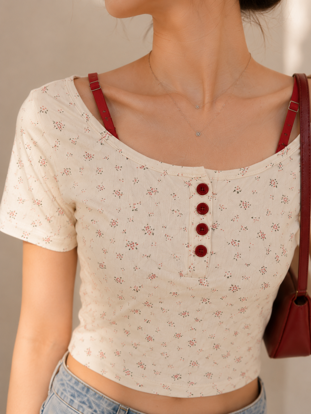 Cherry Bloom Floral Aesthetic Crop Top