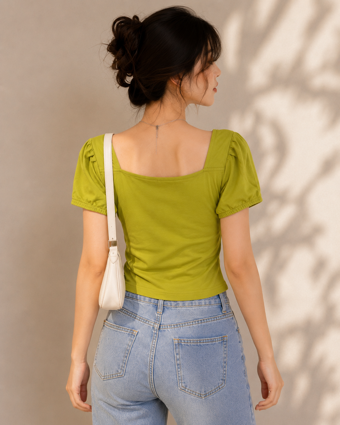 Lime Muse Puff Sleeve Aesthetic Top